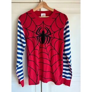 Hanna Andersson‎ Marvel Spider-Man Graphic Pajama Top Tee Blue Striped Sleeves S